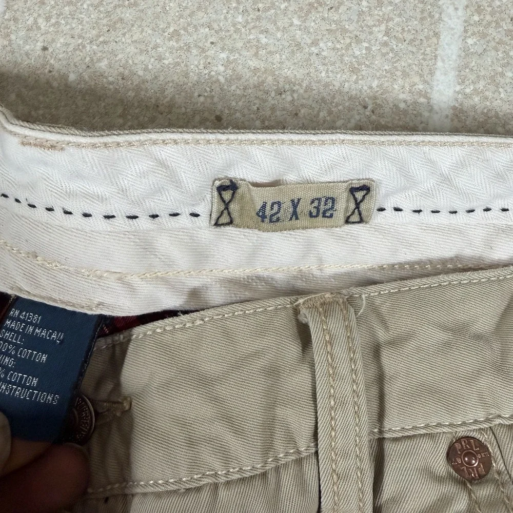 Vtg Polo Ralph Lauren 867 Pants Beige Red Flannel Lined Chino Winter Plaid 40x31